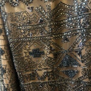Sherri Hill Black and Gold Embellished Maxi Dress